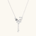 Sterling silver butterfly pendant with textured wing detail on adjustable Y-chain with ball drop ends